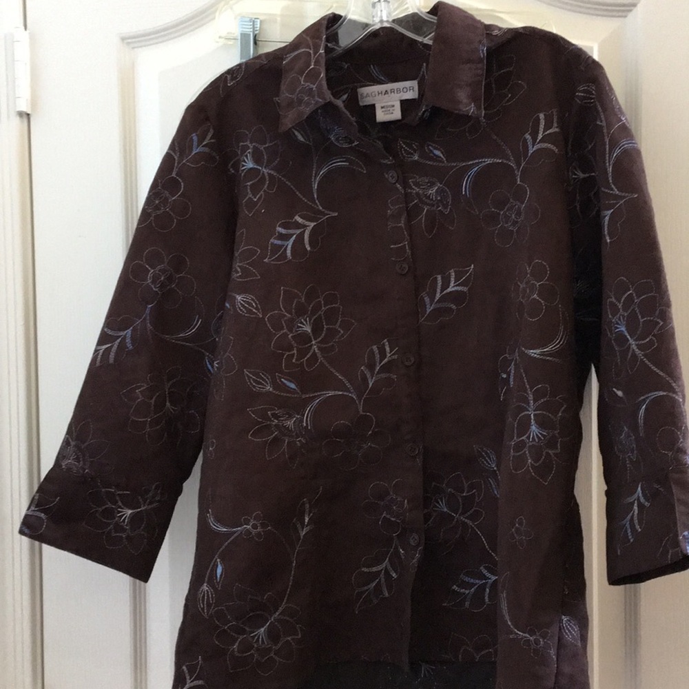 FINAL MARKDOWN Ladies sag harbor ultra suede blouse medium